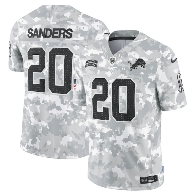 Men Detroit Lions #20 Sanders Nike Arctic Camo 2024 Salute to Service Limited NFL Jersey